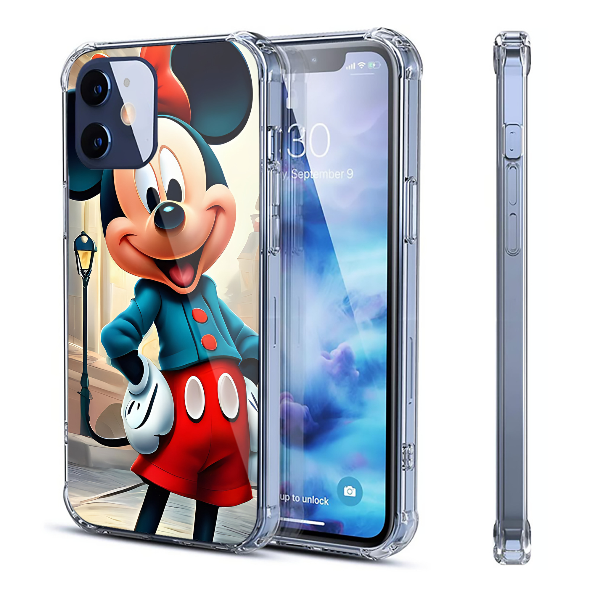 （画像用） ミッキーマウス Mickey Mouse 【iPhone 12シリーズ対応】透明スマホケース（クリアソフトケース）